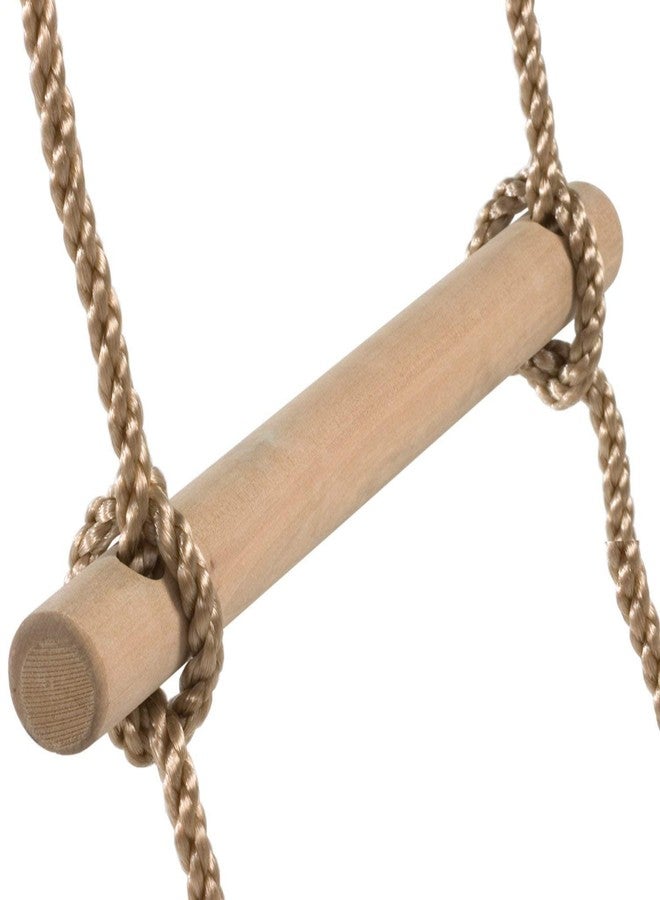 REZNOR سلم حبل تسلق للأطفال من ريزنور وود، بطول 6.5 قدم - حبل مشدود على شكل محارب نينجا، معدات ملعب - أرجوحة حبل سلم عقبات للأطفال، 6 درجات، بني - Image 5